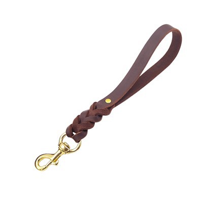 Krótka pleciona skórzana smycz dla psa